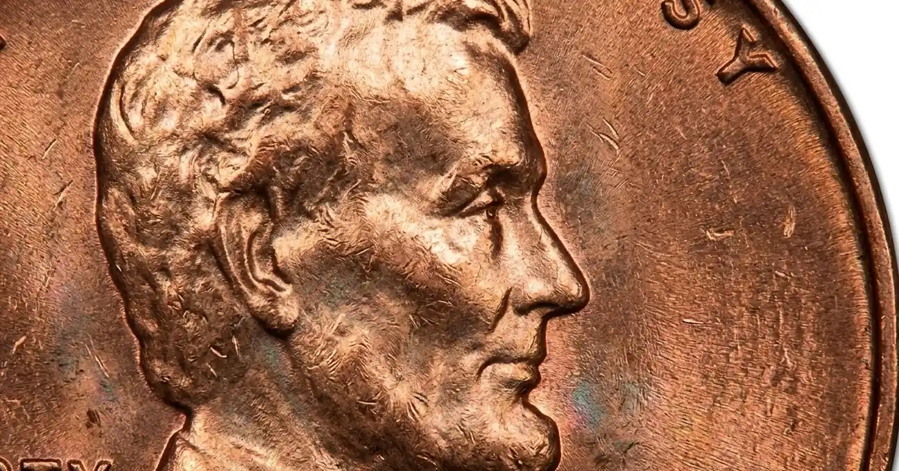  close-up of Lincoln portrait on a 1959-D penny
