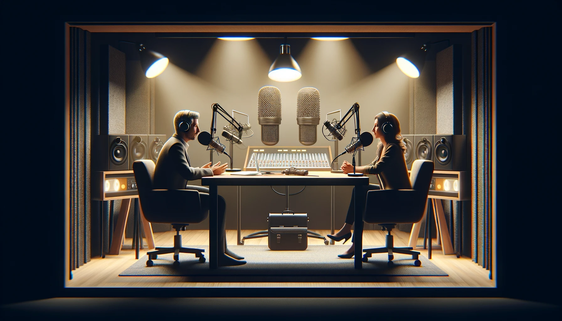 a podcast recording session in progress
